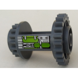 Technic, Gear Differential 24-16 Tooth with Lime Containers Pattern Model Left Side (Sticker) - Set 7477 Technic, Gear Differential 24-16 Tooth with Lime Containers Pattern Model Left Side (Sticker) - Set 7477