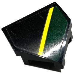Wedge 2 x 2 x 2/3 Pointed with Dark Green and Yellow Stripes Pattern Model Right Side (Sticker) - Set 76907