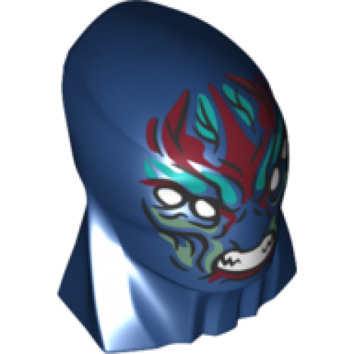 Деталь LEGO 69859pb01 Large Figure Head Modified with Elongated Skull and Thick Neck with 4 White Eyes, Dark Red, Dark Turquoise, and Sand Green Markings, Angry Sharp Bared Teeth Pattern (Eternals Deviant Kro)