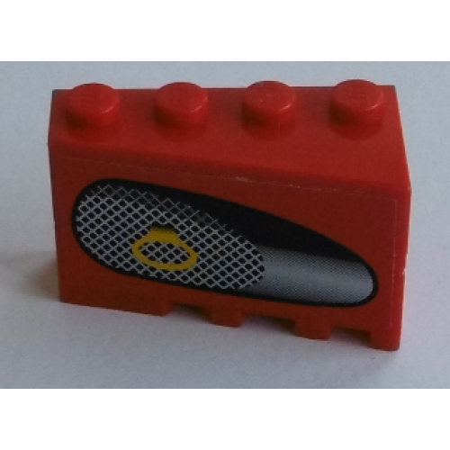 Деталь LEGO BA053pb01R Stickered Assembly 4 x 2 x 2 with Air Intake Grille, Wide Reflection and Pull Ring Pattern Model Right Side (Sticker) - Set 8143 - 2 Wedge 4 x 2 Left