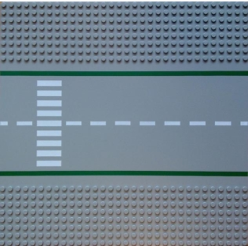 Деталь LEGO 30279pb03 Baseplate, Road 32 x 32 8-Stud Straight with Street with Green Lines and White Crosswalk Pattern