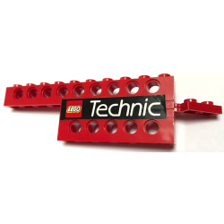 Stickered Assembly 12 x 1 x 2 2/3 with LEGO TECHNIC Logo Pattern Model Right Side (Sticker) - Set 8440 - 1 Plate 1 x 4, 1 Plate 1 x 6, 1 Hinge Plate 1 x 4 Swivel, 1 Technic, Brick 1 x 6 with Holes, 1 Technic, Brick 1 x 10 with Holes