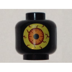Minifigure, Head without Face with Large Bright Light Yellow Eye with Dark Red Veins and Orange Iris Pattern (Nexo Knights Sparkks)