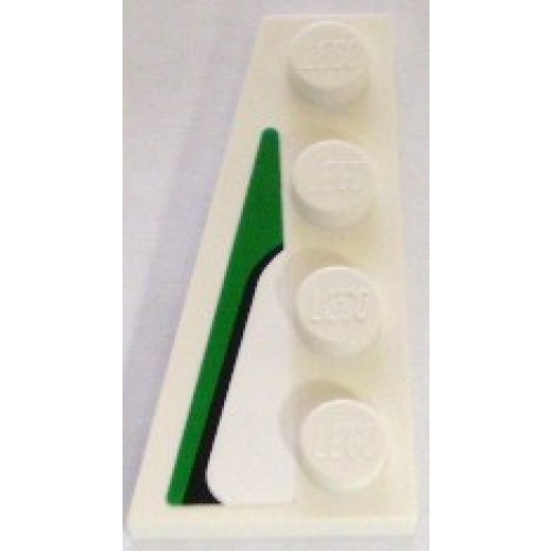 Деталь LEGO 41770pb02 Wedge, Plate 4 x 2 Left with Black and Green Pattern (Sticker) - Set 8898