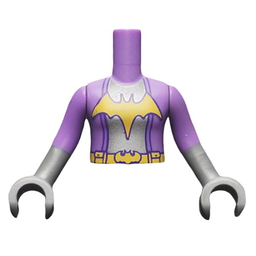 Деталь LEGO FTGpb147c01 Torso Mini Doll Girl Bright Light Orange Bat and Belt, Silver Center Panel Pattern, Medium Lavender Arms with Flat Silver Cuffs and Hands