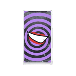Glass for Window 1 x 4 x 6 with Medium Lavender Swirls and Lopsided Open Mouth Smile with Teeth and Red Lips on Silver Mirrored Background Pattern (Sticker) - Set 76035