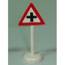 Road Sign with Post, Triangle with '+' Pattern - Single Piece Unit