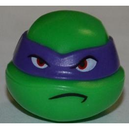 Деталь LEGO 12607pb06 Minifigure, Head, Modified Ninja Turtle with Dark Purple Mask and Frown Pattern (Donatello)