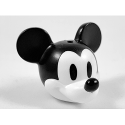 Minifigure, Head, Modified Mouse with Molded Black Top and Ears and Printed Nose and Eyes Pattern (Vintage Mickey)