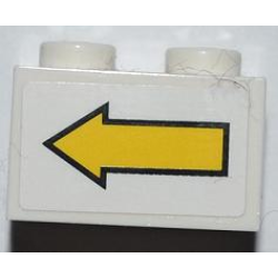 Brick 1 x 2 with Yellow Left Arrow and Black Border Pattern (Sticker) - Set 8186 Brick 1 x 2 with Yellow Left Arrow and Black Border Pattern (Sticker) - Set 8186