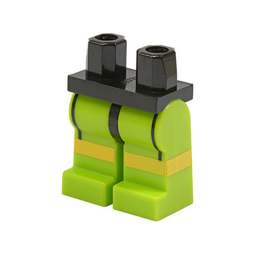 Деталь LEGO 970c34pb01 Hips and Lime Legs with Black Lines and Yellow Knee Stripes Pattern
