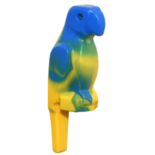 Деталь LEGO 27063pb01 Bird, Parrot with Large Beak with Marbled Blue Pattern