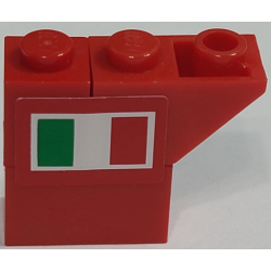 Stickered Assembly 3 x 1 x 2 with Italian Flag on Red Background Pattern Model Left Side (Sticker) - Set 8157 - 1 Brick 1 x 1, 1 Brick 1 x 2, 1 Slope, Inverted 45 2 x 1 Stickered Assembly 3 x 1 x 2 with Italian Flag on Red Background Pattern Model Left Side (Sticker) - Set 8157 - 1 Brick 1 x 1, 1 Brick 1 x 2, 1 Slope, Inverted 45 2 x 1