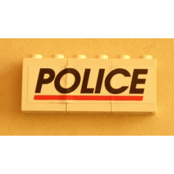 Stickered Assembly 6 x 1 x 2 with Black 'POLICE' and Red Stripe Pattern (Sticker) - Set 6545 - 3 Panel 1 x 2 x 2 - Solid Studs Stickered Assembly 6 x 1 x 2 with Black 'POLICE' and Red Stripe Pattern (Sticker) - Set 6545 - 3 Panel 1 x 2 x 2 - Solid Studs