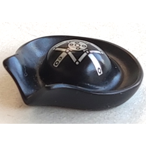 Деталь LEGO 95222pb01 Minifigure, Headgear Hat, Pirate Circular with Fold in Brim and Silver Pattern