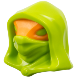 Minifigure, Head, Modified Alien Serpentine Hood with Molded Orange Domino Mask Pattern Minifigure, Head, Modified Alien Serpentine Hood with Molded Orange Domino Mask Pattern