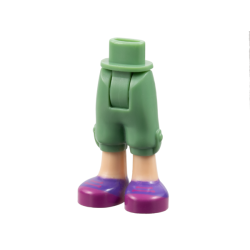 Mini Doll Hips and Trousers Cropped with Light Nougat Legs and Dark Purple Shoes with Magenta Soles and Laces Pattern - Thick Hinge