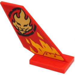 Tail Shuttle with Gold Lion Head in Black Circle and Yellow Flames on Red Background Pattern Model Right Side (Sticker) - Set 71704 Tail Shuttle with Gold Lion Head in Black Circle and Yellow Flames on Red Background Pattern Model Right Side (Sticker) - Set 71704