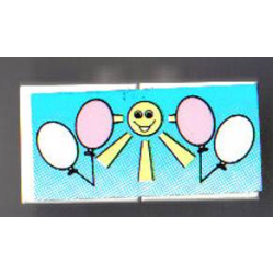 Stickered Assembly 4 x 2 with White and Pink Balloons with Yellow Sun Pattern (Sticker) - Set 6409 - 2 Tile 2 x 2
