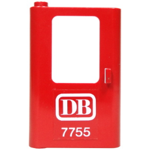 Деталь LEGO 4181pb016 Door 1 x 4 x 5 Train Left, Thin Support at Bottom with White 'DB 7755' Pattern (Sticker) - Set 7755
