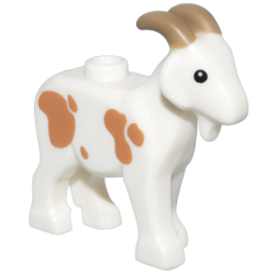Goat with Black Eyes, Dark Tan Horns and Medium Nougat Spots Pattern