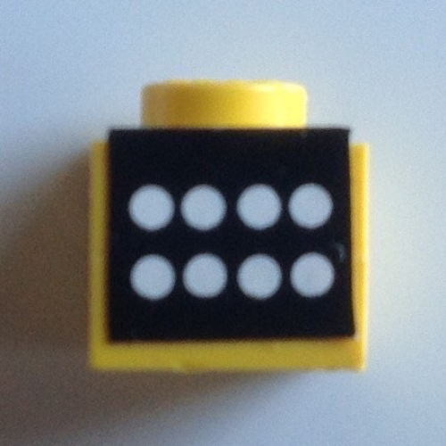 Деталь LEGO BA125pb01 Stickered Assembly 1 x 1 x 2/3 with 8 White Dots on Black Background Pattern (Sticker) - Set 6695-1 - 2 Plate 1 x 1