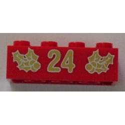 Brick 2 x 4 with Gold Holly and '24' Pattern