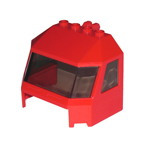 Деталь LEGO 45406c01 Windscreen 4 x 6 x 4 Cab with Hinge and 1 x 4 Bottom Cutout with Trans-Brown Glass (45406 / 46103) - Red
