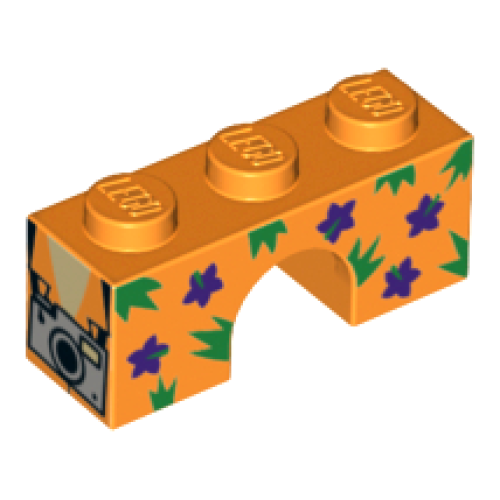 Деталь LEGO 4490pb12 Arch 1 x 3 with Dark Purple Flowers, Green Spikes and Silver Camera Pattern