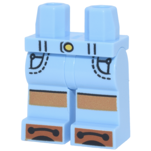 Деталь LEGO 970c00pb1744 Hips and Legs with Pockets, Stitching, Belt Loops and Yellow Button on Shorts, Medium Nougat Knees, Dark Orange Shoe Tips with Black Laces Pattern