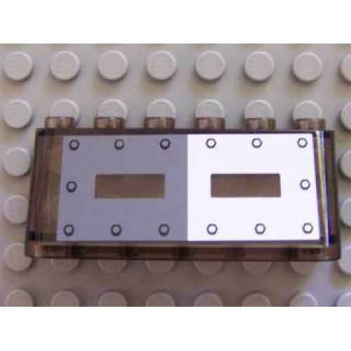 Деталь LEGO 4176pb13 Windscreen 2 x 6 x 2 with Gray and White Armor Plate Pattern (Sticker) - Set 7781
