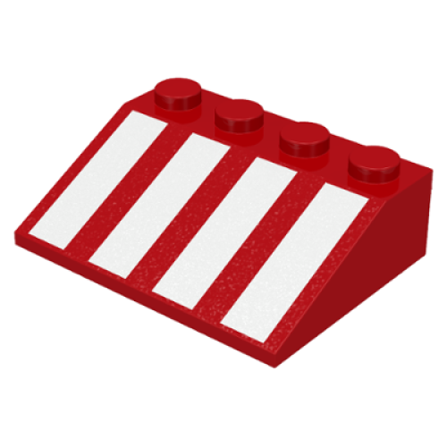 Деталь LEGO 3297p03 Slope 33 3 x 4 with White Stripes Pattern