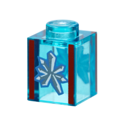 Brick 1 x 1 with Red Lines, White Crystal Pattern on Both Sides