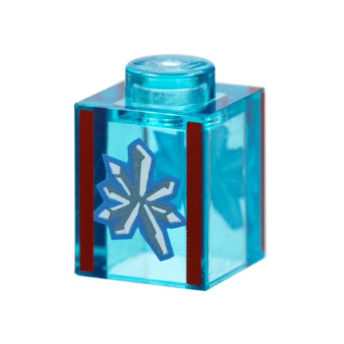 Деталь LEGO 3005pb054 Brick 1 x 1 with Red Lines, White Crystal Pattern on Both Sides