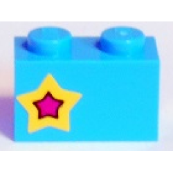 Brick 1 x 2 with Yellow and Magenta Star on Left Side Pattern (Sticker) - Set 41346 Brick 1 x 2 with Yellow and Magenta Star on Left Side Pattern (Sticker) - Set 41346
