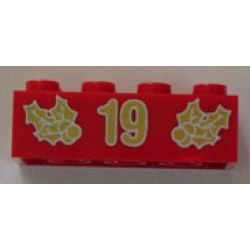 Brick 2 x 4 with Gold Holly and '19' Pattern