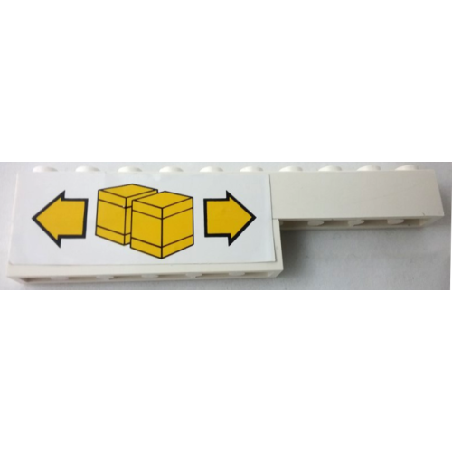 Деталь LEGO BA132pb01 Stickered Assembly 10 x 1 x 2 with Yellow Boxes and Arrows Pattern Model Left Side (Sticker) - Set 6377 - 1 Brick 1 x 8, 1 Brick 1 x 6, 1 Brick 1 x 2