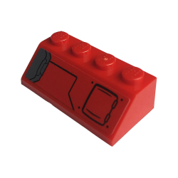 Slope 45 2 x 4 with Red Hatch and Gray Vents Pattern Model Left Side (Sticker) - Set 76150 Slope 45 2 x 4 with Red Hatch and Gray Vents Pattern Model Left Side (Sticker) - Set 76150