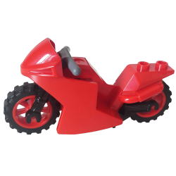 Motorcycle Sport Bike with Black Frame, Red Wheels and Dark Bluish Gray Handlebars - Red