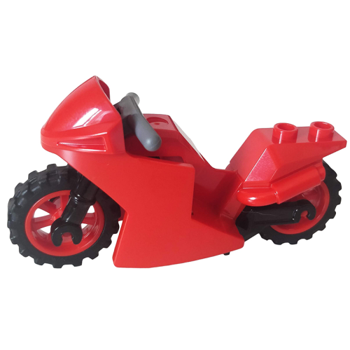 Деталь LEGO 18895c07 Motorcycle Sport Bike with Black Frame, Red Wheels and Dark Bluish Gray Handlebars - Red