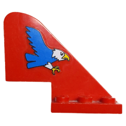 Tail with Rounded Top with Blue Eagle Pattern on Both Sides (Stickers) - Sets 6345 / 6615 - Red