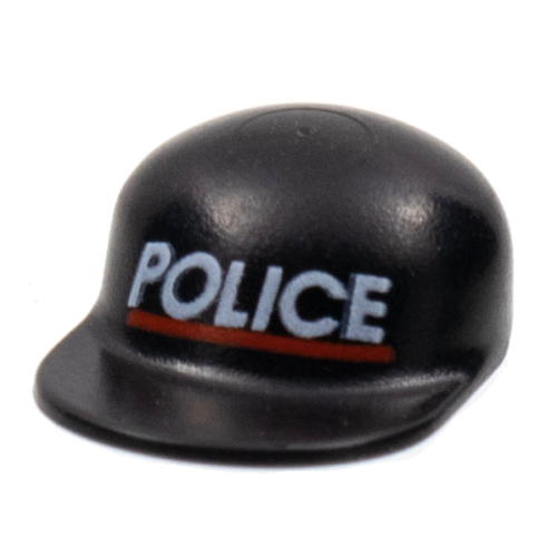 Деталь LEGO 4485pb01 Minifigure, Headgear Cap - Long Flat Bill with White 'POLICE' and Red Line Pattern