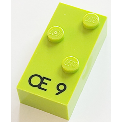 Brick, Braille 2 x 4 with 3 Studs with Black Capital Ligature Œ / Number 9 Pattern (dots-246 ⠪) (French with Antoine Numbers) Brick, Braille 2 x 4 with 3 Studs with Black Capital Ligature Œ / Number 9 Pattern (dots-246 ⠪) (French with Antoine Numbers)