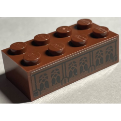 Brick 2 x 4 with 6 Arched Windows, Pillars and Lines Pattern (Sticker) - Set 76402