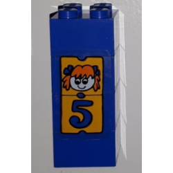 Stickered Assembly 2 x 2 x 4 with Girl and Number 5 Pattern (Sticker) - Set 3681 - 4 Brick 2 x 2
