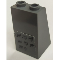 Slope 75 2 x 2 x 3 - Hollow Studs with Black Tally Marks Pattern (Sticker) - Set 7237