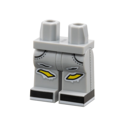 Деталь LEGO 970c00pb1714 Hips and Legs with Pockets, Rips with Yellow Legs and Black Shoes with White Soles Pattern