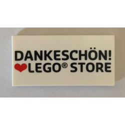 Tile 2 x 4 with 'DANKESCHÖN! Heart LEGO STORE' Pattern Tile 2 x 4 with 'DANKESCHÖN! Heart LEGO STORE' Pattern