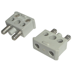 Electric, Connector, 2-Way Male Squared Narrow Long with Center Post - Light Gray Electric, Connector, 2-Way Male Squared Narrow Long with Center Post - Light Gray