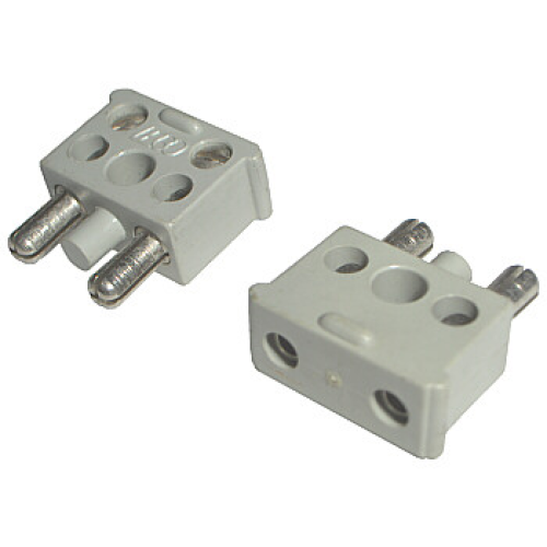 Деталь LEGO 766c01 Electric, Connector, 2-Way Male Squared Narrow Long with Center Post - Light Gray